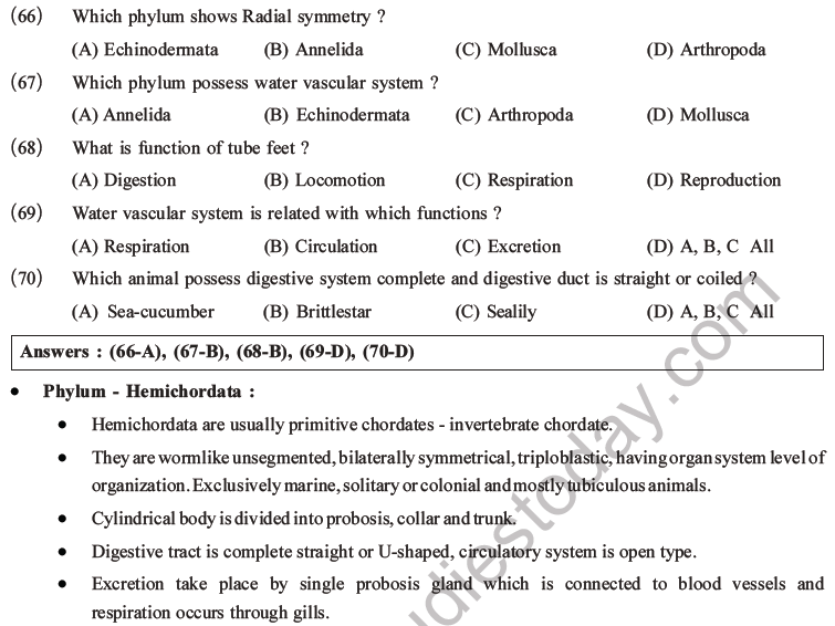 NEET Biology Classification Of Animal Kingdom MCQs Set A, Multiple ...